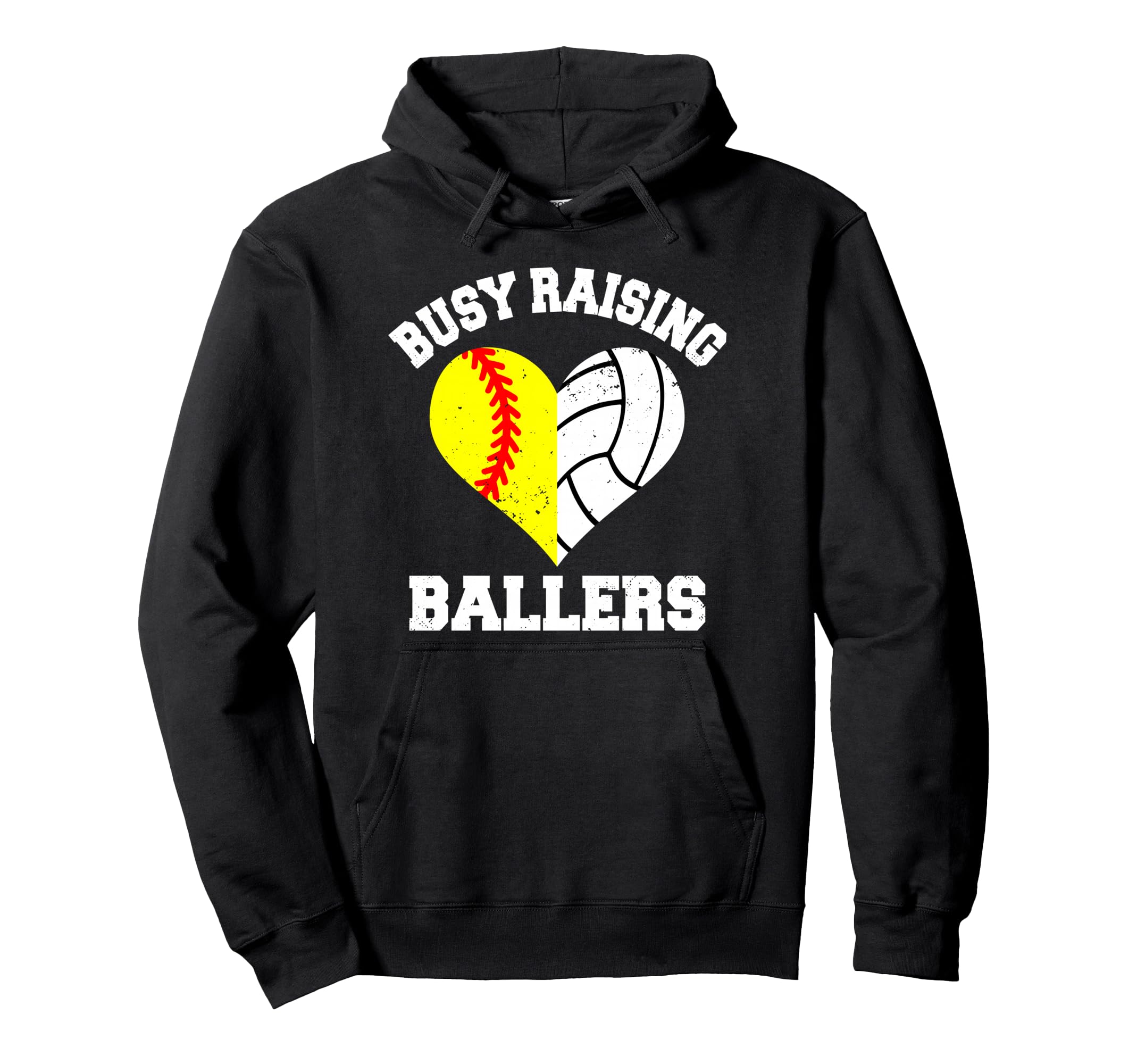 Busy Raising Ballers Softball Volleyball Hoodie - Trendy Graphic Unisex - T-Shirt, Sweatshirt, Hoodie