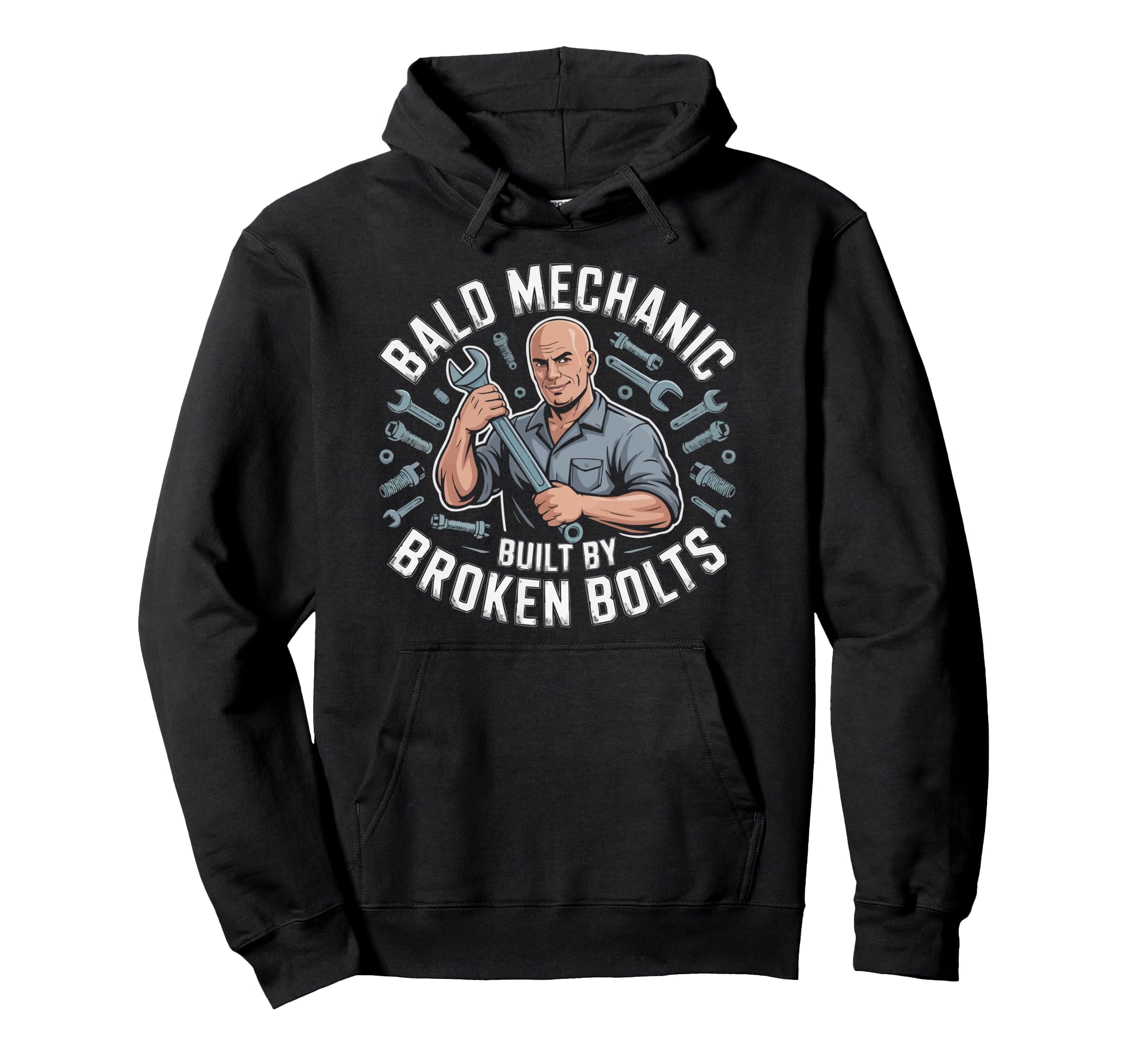 Bald Mechanic Baldy Baldness No Hair Hoodie - Novelty Apparel Unisex - T-Shirt, Sweatshirt, Hoodie