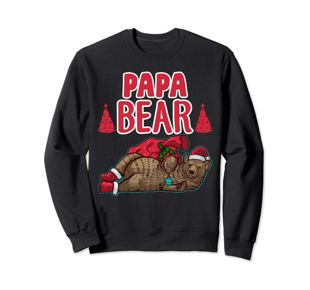 Papa Bear Matching Family Santa Hat Sweatshirt - Novelty Apparel Unisex - T-Shirt, Sweatshirt, Hoodie