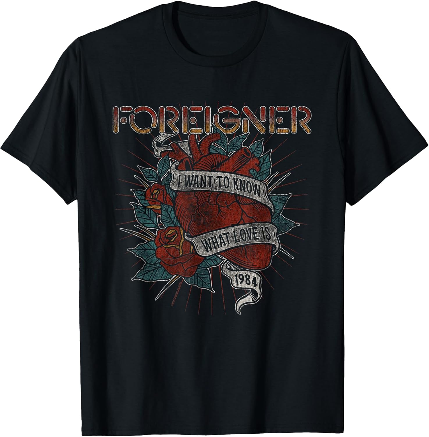 Know What Love is Heart Rose Tattoo Vintage Band - Adult & Kids T-Shirts, Sweatshirts & Hoodies apparel design preview 1
