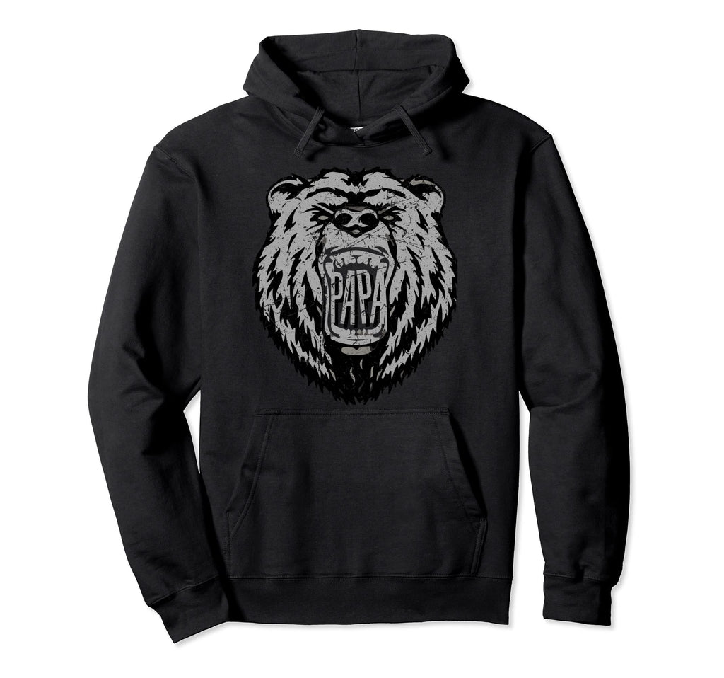 Worn Mens Papa Bear Mouth Fathers Day Dad Hoodie - Minimalist Print Unisex - T-Shirt, Sweatshirt, Hoodie