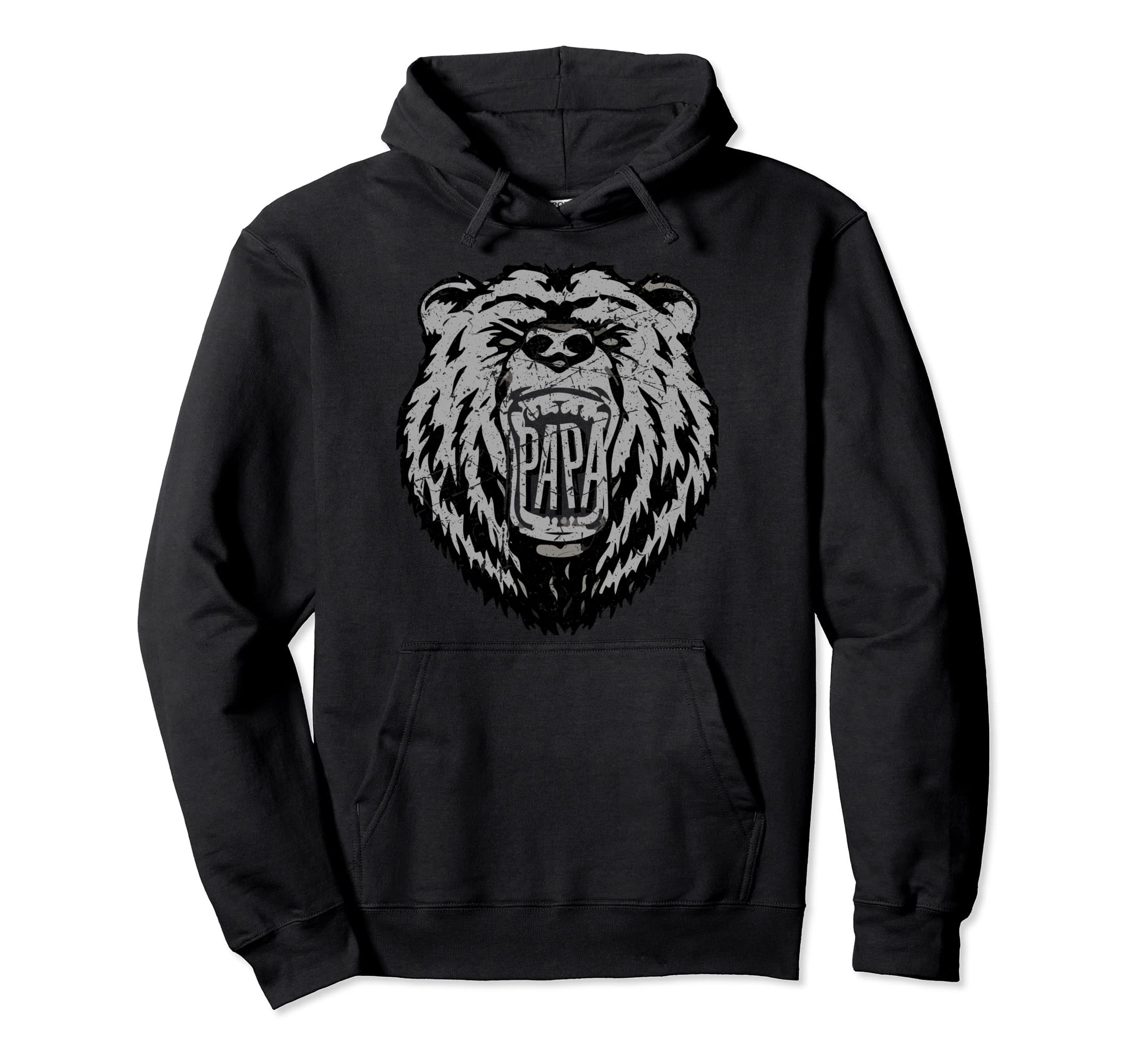 Worn Mens Papa Bear Mouth Fathers Day Dad Hoodie - Minimalist Print Unisex - T-Shirt, Sweatshirt, Hoodie