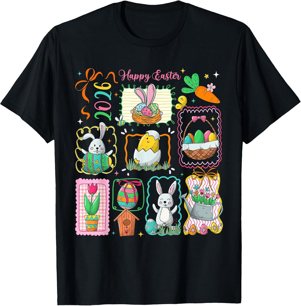 Happy Easter 2026 Cute Bunny Eggs Day Girl Women - Adult & Kids T-Shirts, Sweatshirts & Hoodies apparel design preview 1