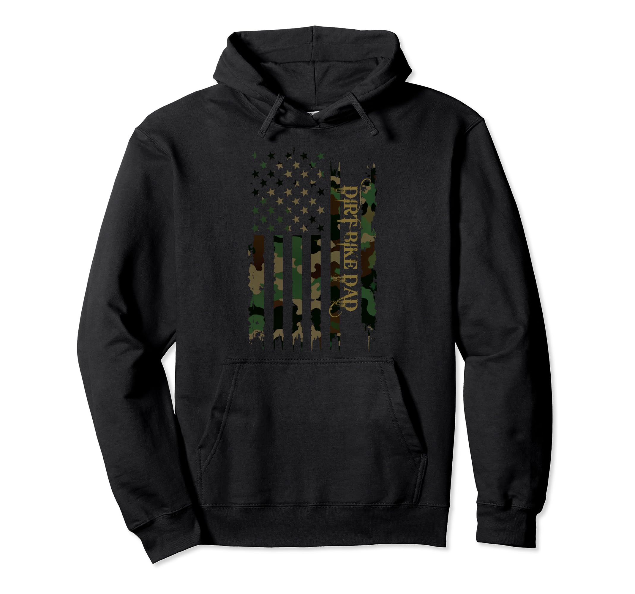 Dirt Bike Dad United States Distressed Camo Hoodie - Unique Graphic Unisex - T-Shirt, Sweatshirt, Hoodie