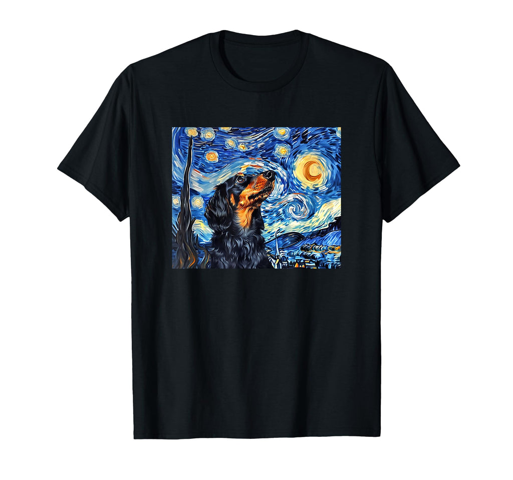 Funny Starry Night Black Long Haired T-Shirt - Graphic Print for Adults - T-Shirt, Sweatshirt, Hoodie