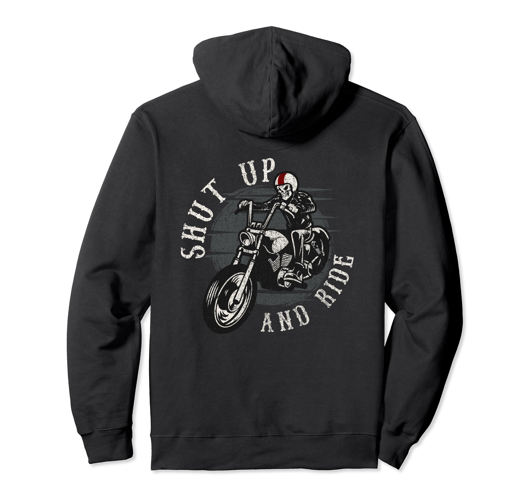 Shut Up And Ride Skeleton Motorcycle Hoodie - Minimalist Print Unisex - T-Shirt, Sweatshirt, Hoodie