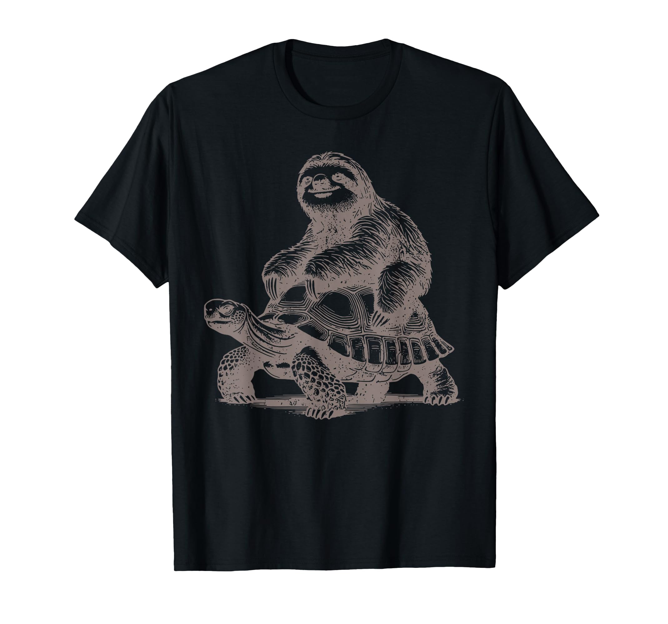 Sloth Riding Tortoise Adventure Animal T-Shirt - Minimalist Print Men Women - T-Shirt, Sweatshirt, Hoodie