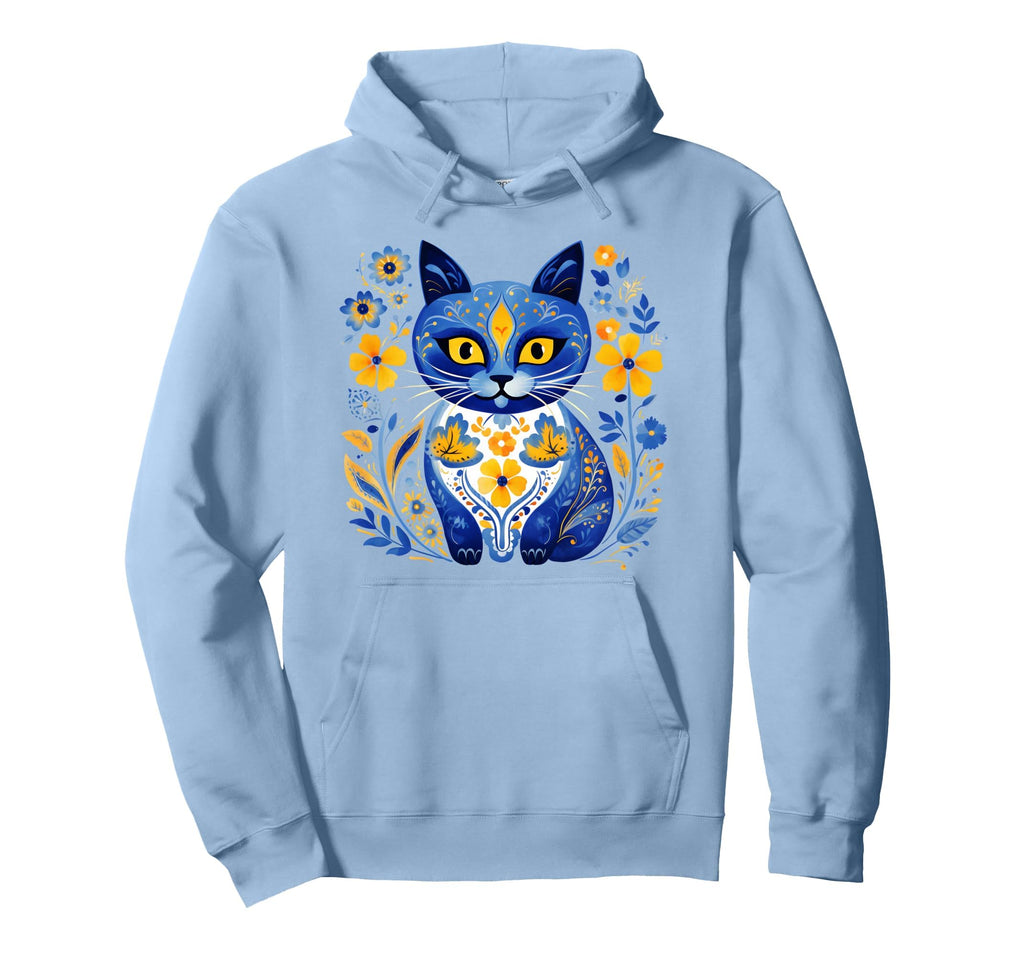 Ukraine Cat Floral Ukrainian Flag Hoodie - Casual Everyday Wear for Adults - T-Shirt, Sweatshirt, Hoodie