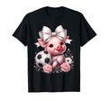 Pig White Coquette Bow Soccer Pig T-Shirt - Casual Everyday Wear Unisex - T-Shirt, Sweatshirt, Hoodie
