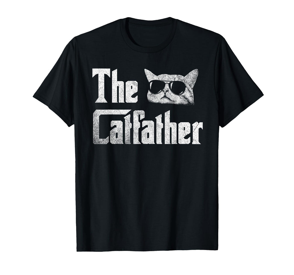 Funny Catfather Cat Daddy Glasses T-Shirt - Minimalist Print for Adults - T-Shirt, Sweatshirt, Hoodie