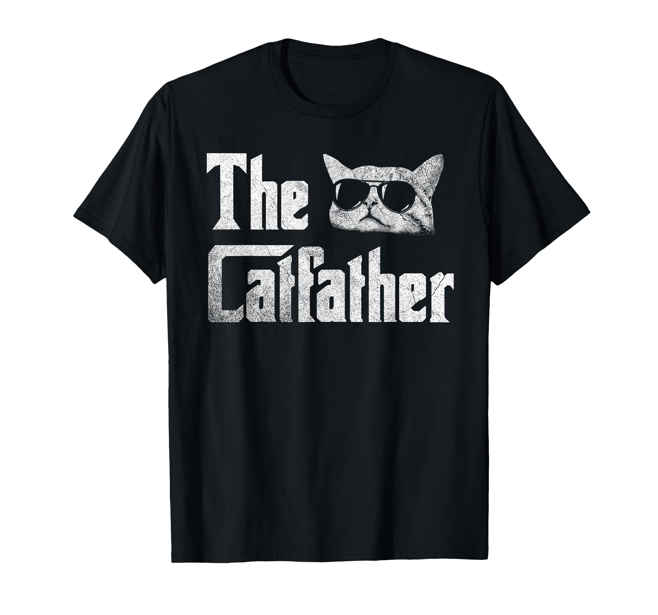 Funny Catfather Cat Daddy Glasses T-Shirt - Minimalist Print for Adults - T-Shirt, Sweatshirt, Hoodie