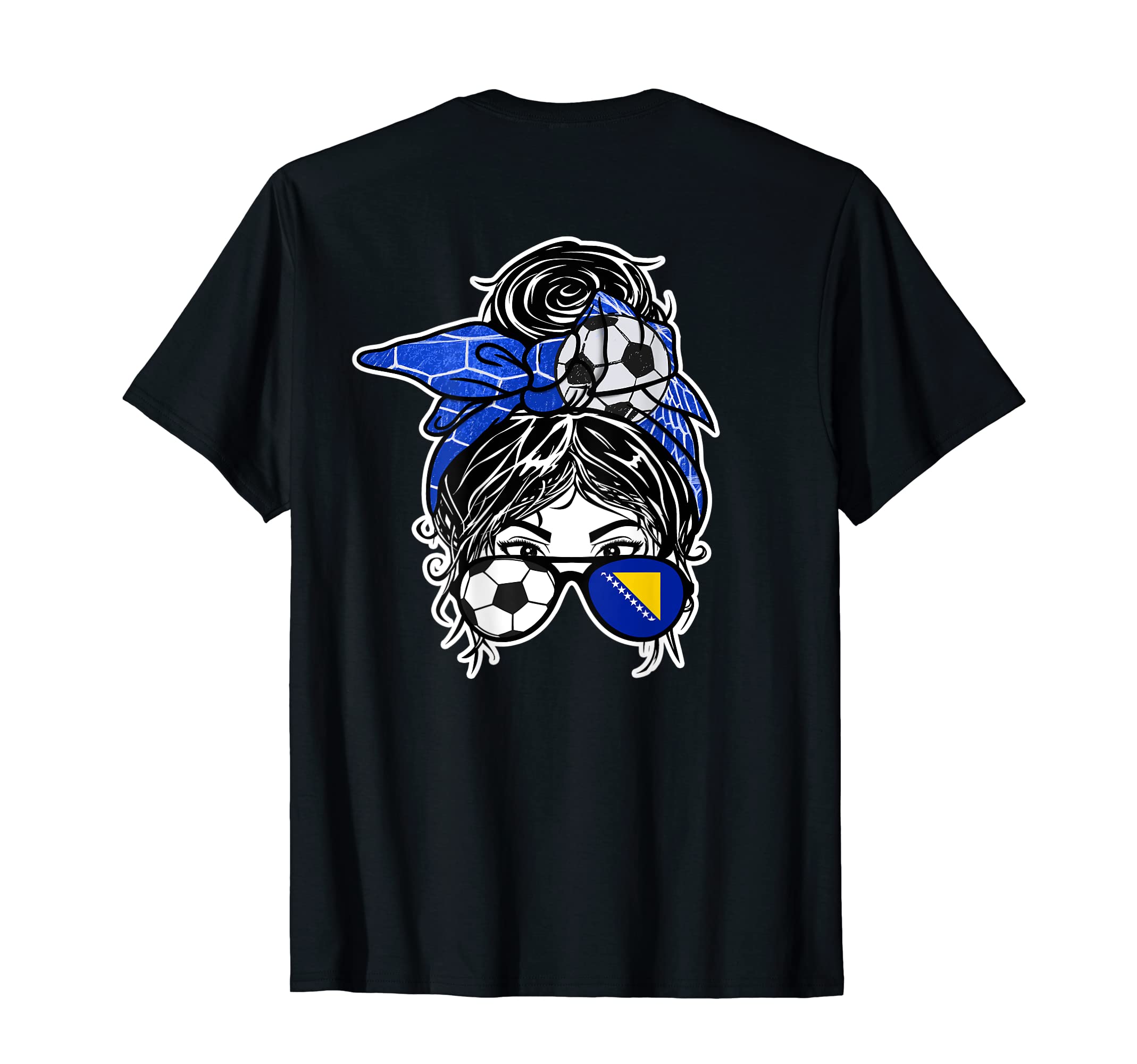Messy Bun Hair Bosnian Soccer Bosnia T-Shirt - Graphic Print Unisex - T-Shirt, Sweatshirt, Hoodie