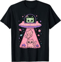 Cat UFO Cute Funny Kitty Kawaii Space Pink Spaceship - Adult & Kids T-Shirts, Sweatshirts & Hoodies apparel design preview 1