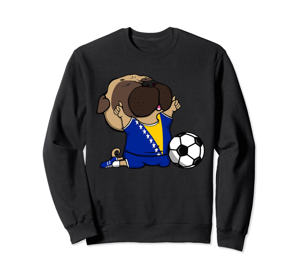 Pug Bosnia Herzegovina Soccer Fans Sweatshirt - Trendy Graphic for Adults - T-Shirt, Sweatshirt, Hoodie