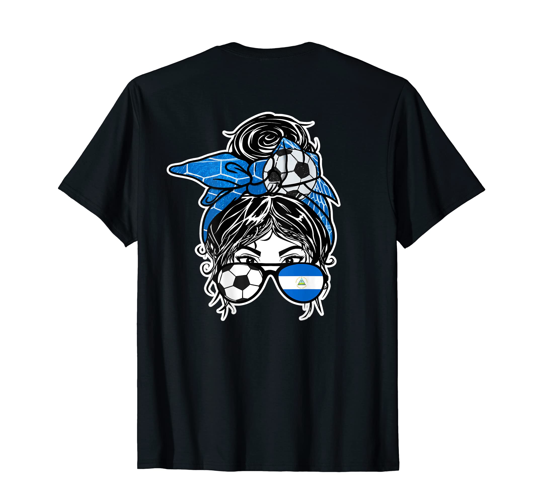 Messy Bun Hair Nicaragua Soccer Nicaragua T-Shirt - Unique Graphic Unisex - T-Shirt, Sweatshirt, Hoodie