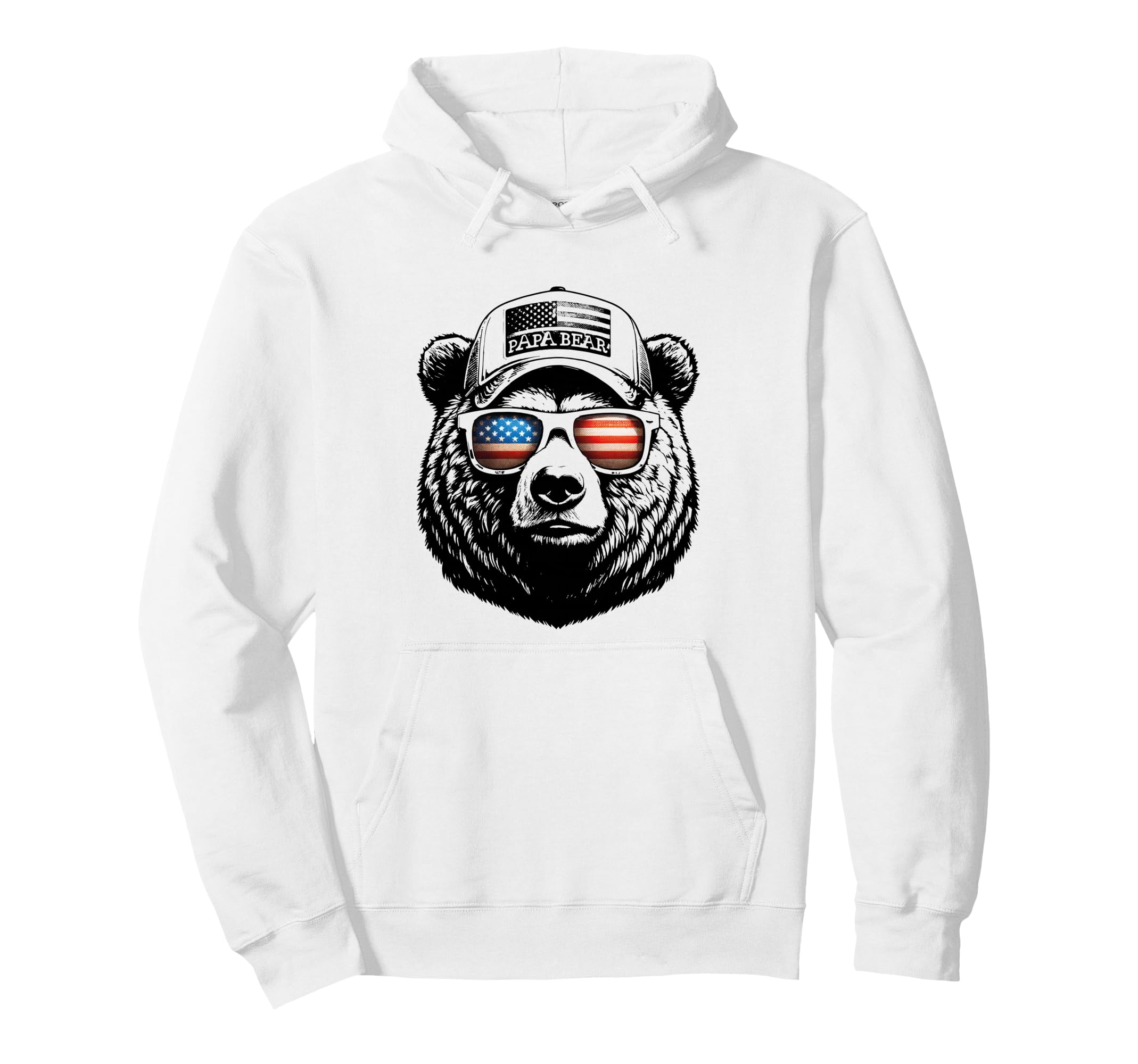 Papa Bear Face Sunglases 4Th July Hoodie - Custom Art Print Men Women - T-Shirt, Sweatshirt, Hoodie