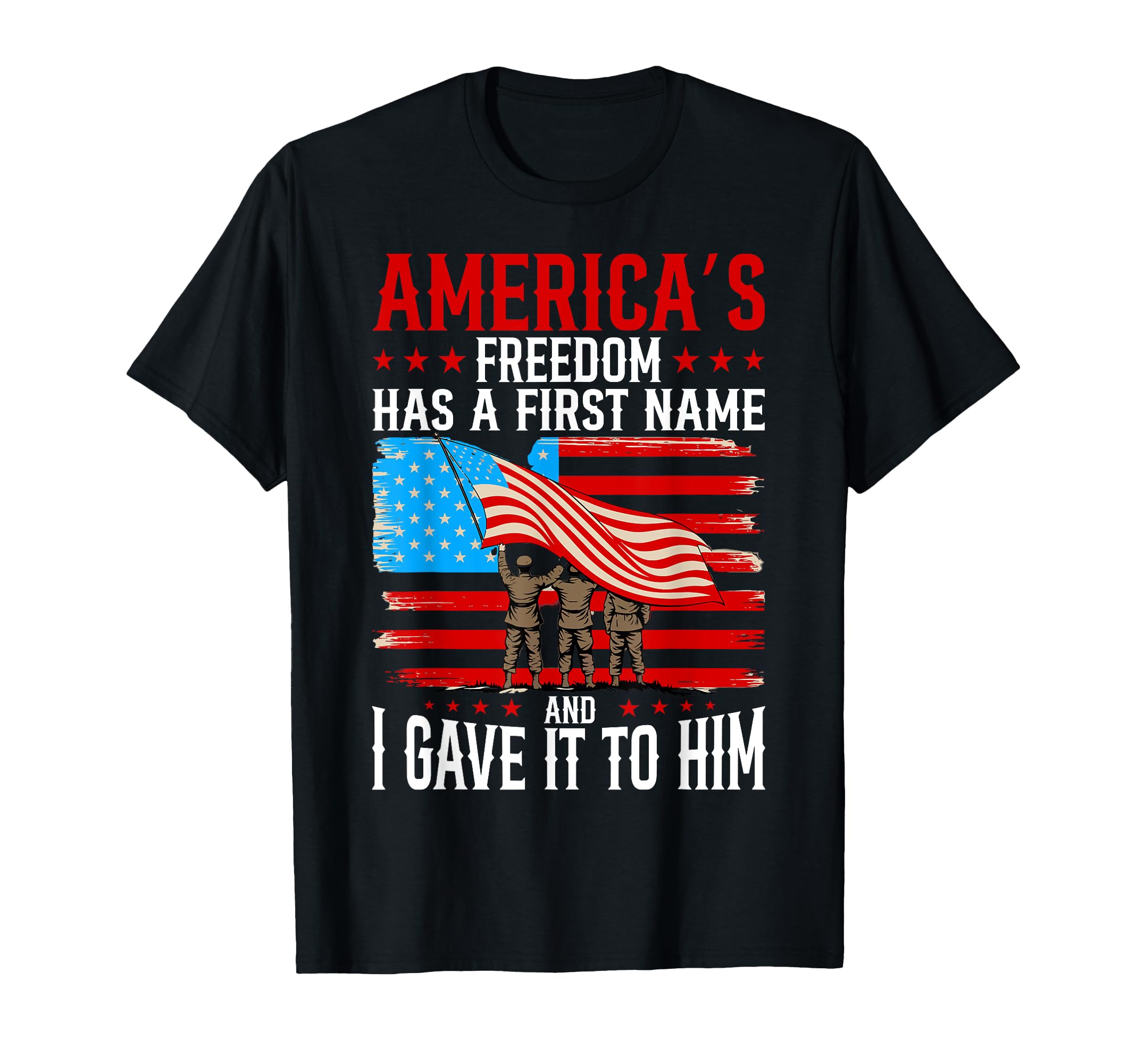 Proud Military Dad American Usa Flag T-Shirt - Graphic Print for Adults - T-Shirt, Sweatshirt, Hoodie
