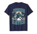 Christian Hockey Jesus Saves T-Shirt - Casual Everyday Wear for Adults - T-Shirt, Sweatshirt, Hoodie