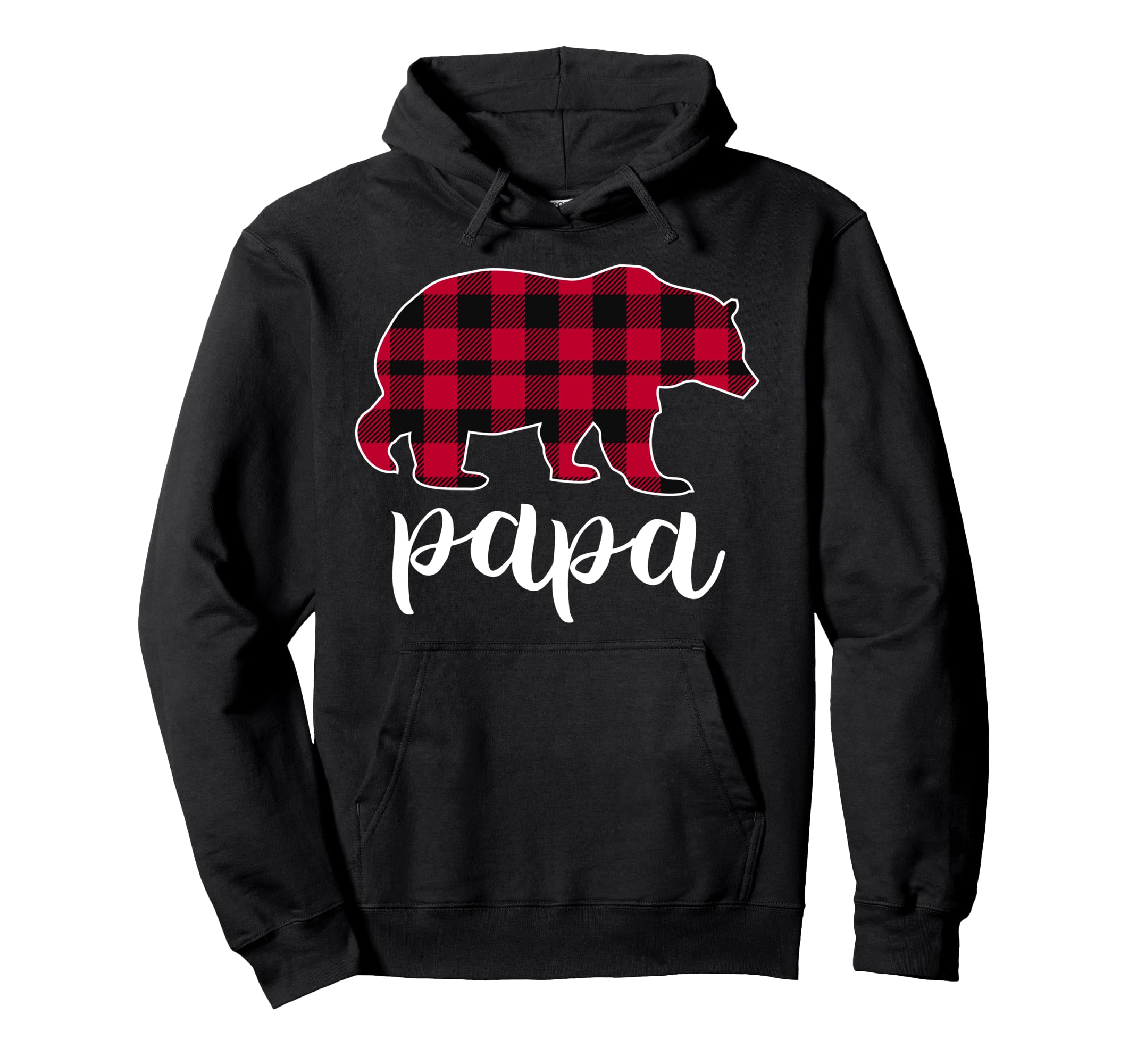 Papa Bear Red Buffalo Plaid Bear Hoodie - Trendy Graphic Men Women - T-Shirt, Sweatshirt, Hoodie