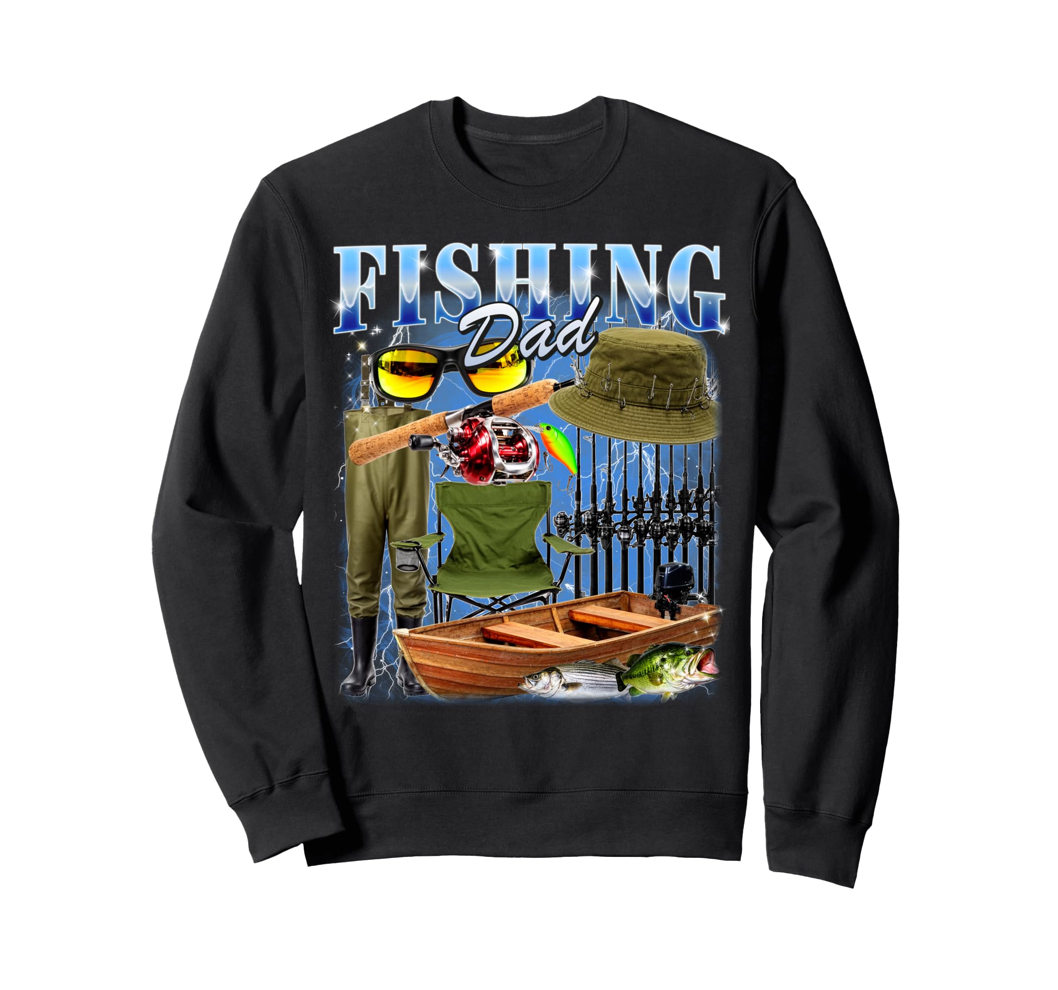 Fishing Dad Bootleg 90S Fisherman Sweatshirt - Custom Art Print Unisex - T-Shirt, Sweatshirt, Hoodie