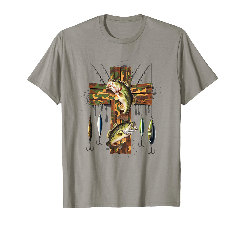 Camo Cross Fishing Christian Fishers Bible T-Shirt - Graphic Print Unisex - T-Shirt, Sweatshirt, Hoodie