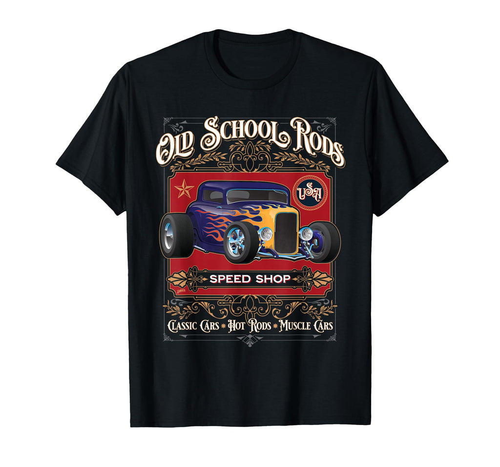 Oldschool Rods Speed Shop Hotrod T-Shirt - Fun Novelty Design for Adults - T-Shirt, Sweatshirt, Hoodie