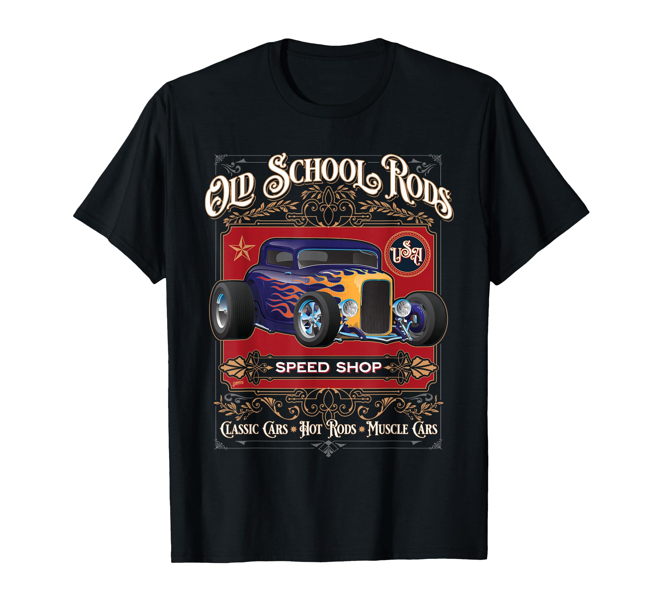 Oldschool Rods Speed Shop Hotrod T-Shirt - Fun Novelty Design for Adults - T-Shirt, Sweatshirt, Hoodie