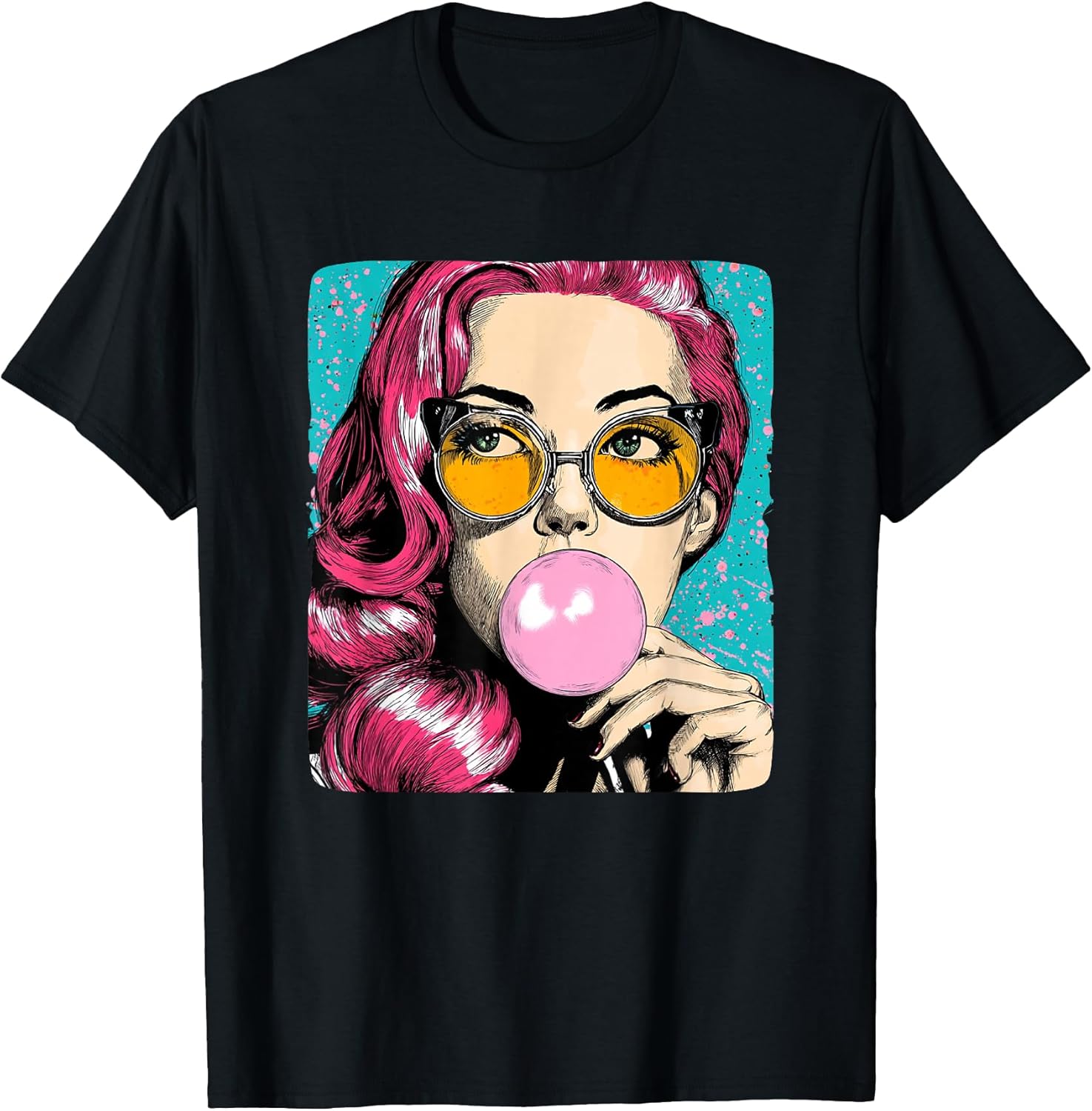 Cool Woman with Chewing Gum in Pop Art Style Costume - Adult & Kids T-Shirts, Sweatshirts & Hoodies apparel design preview 1
