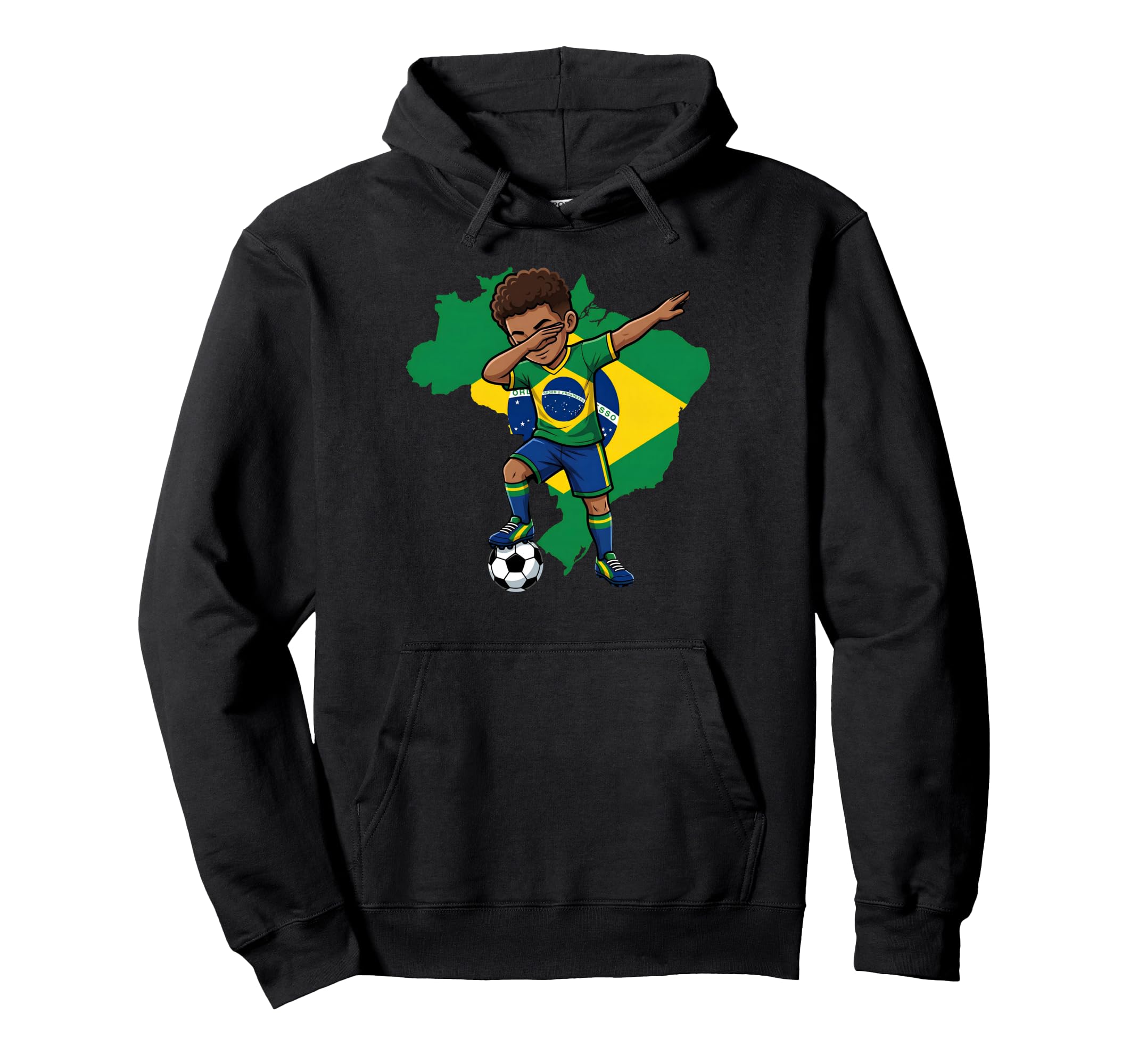 Brazil Soccer Dab Flag Football Hoodie - Casual Everyday Wear Unisex - T-Shirt, Sweatshirt, Hoodie