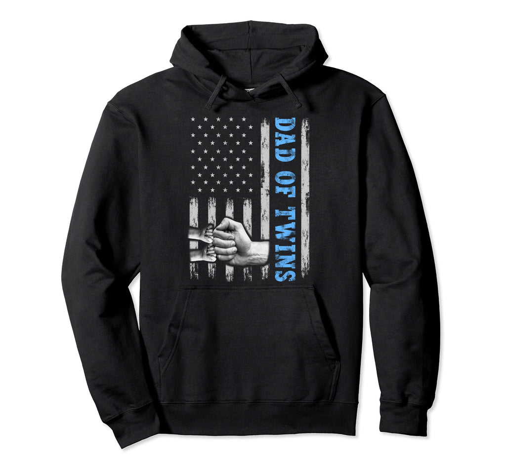 Twin Dad Dad Twins American Flag Hoodie - Fun Novelty Design Men Women - T-Shirt, Sweatshirt, Hoodie
