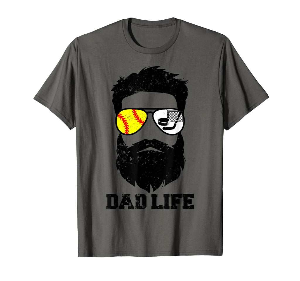 Softball Hockey Dad Messy Hair Beard T-Shirt - Trendy Graphic for Adults - T-Shirt, Sweatshirt, Hoodie