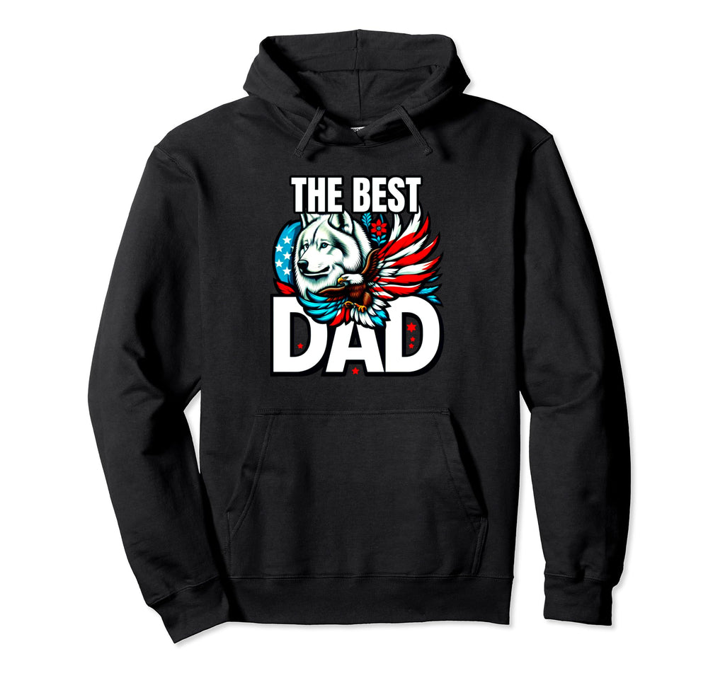 Best Dad Wolf Bald Eagle American Flag Hoodie - Trendy Graphic Unisex - T-Shirt, Sweatshirt, Hoodie