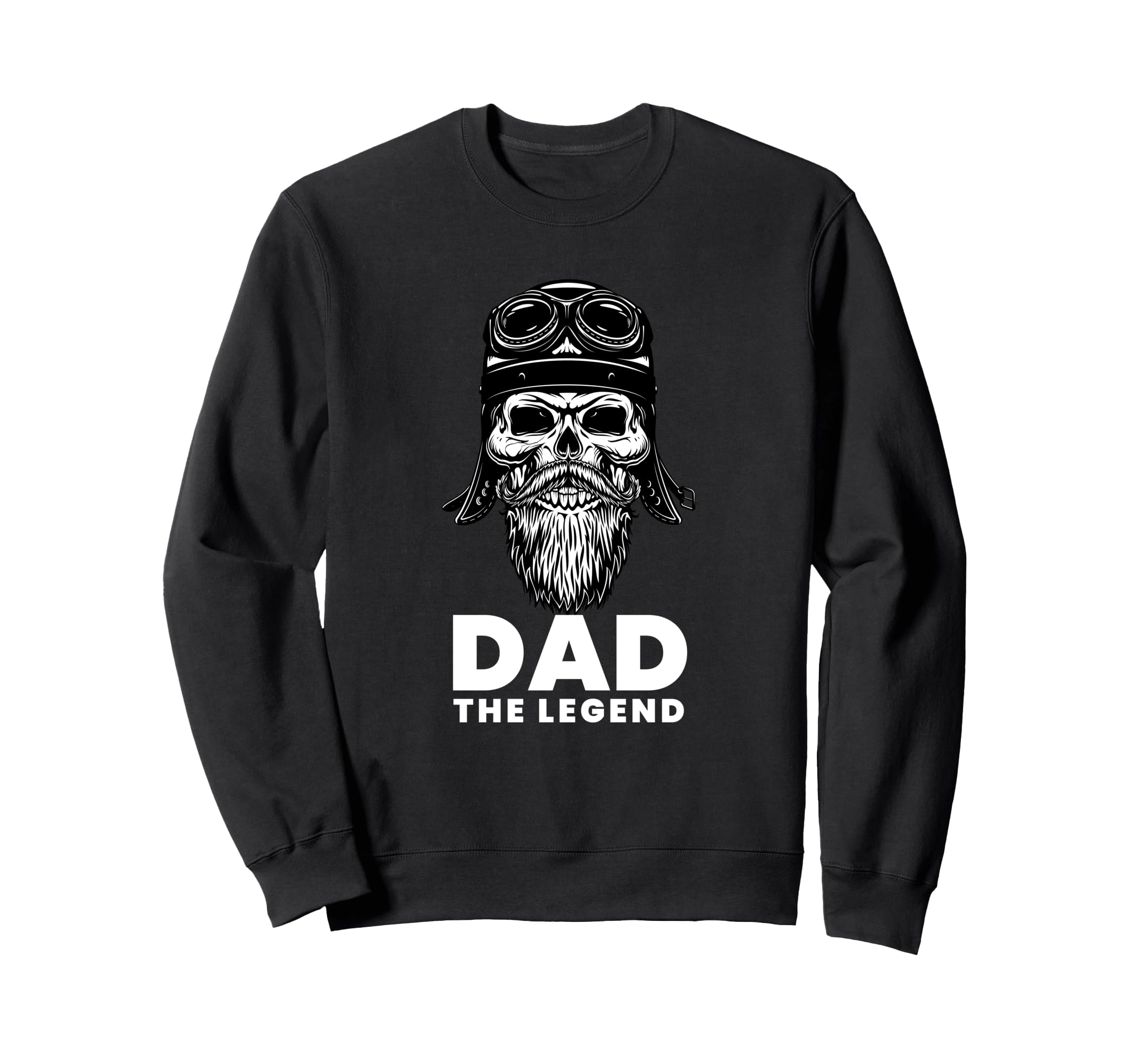 Dad Legend Bearded Biker Skull Sweatshirt - Graphic Print Men Women - T-Shirt, Sweatshirt, Hoodie