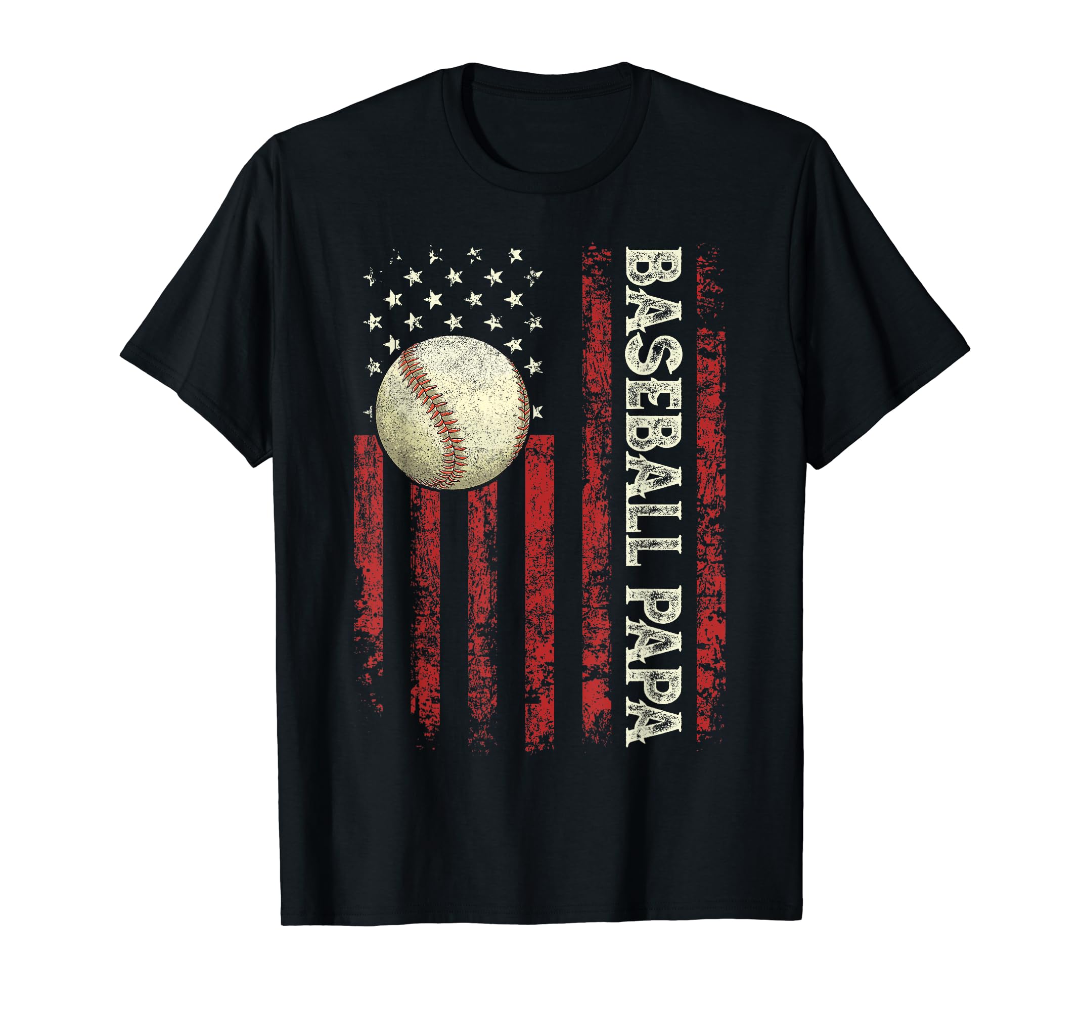 Fathers Day Baseball Papa Usa Flag T-Shirt - Trendy Graphic for Adults - T-Shirt, Sweatshirt, Hoodie