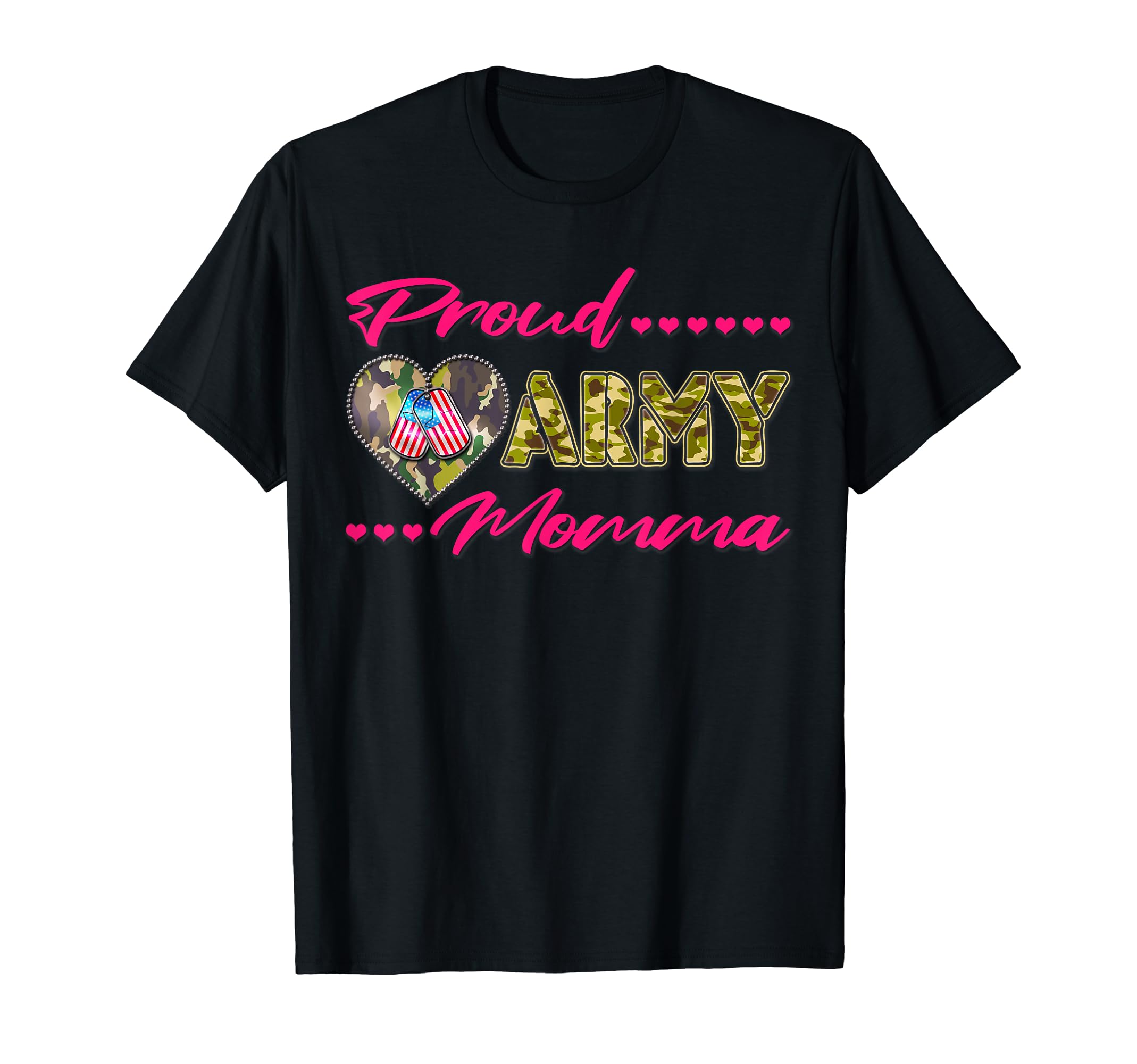 Proud Army Momma Camo Us Flag Dog Tags T-Shirt - Aesthetic Graphic Unisex - T-Shirt, Sweatshirt, Hoodie