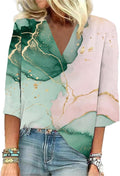 Boho 3/4 Length Sleeve Women Tops Floral Printed V - Adult & Kids T-Shirts, Sweatshirts & Hoodies apparel design preview 1