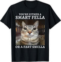 You're Either a Smart Fella or Fart Smella Funny Cat - Adult & Kids T-Shirts, Sweatshirts & Hoodies apparel design preview 1