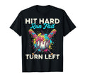 Hit Hard Run Fast Turn Left Baseball Cream T-Shirt - Graphic Print Unisex - T-Shirt, Sweatshirt, Hoodie