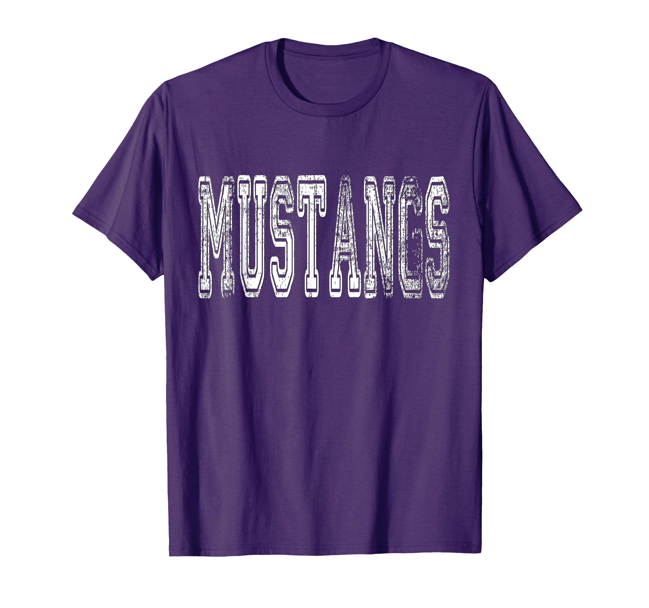 Mustangs Mascot Distressed School T-Shirt - Casual Everyday Wear Men Women - T-Shirt, Sweatshirt, Hoodie