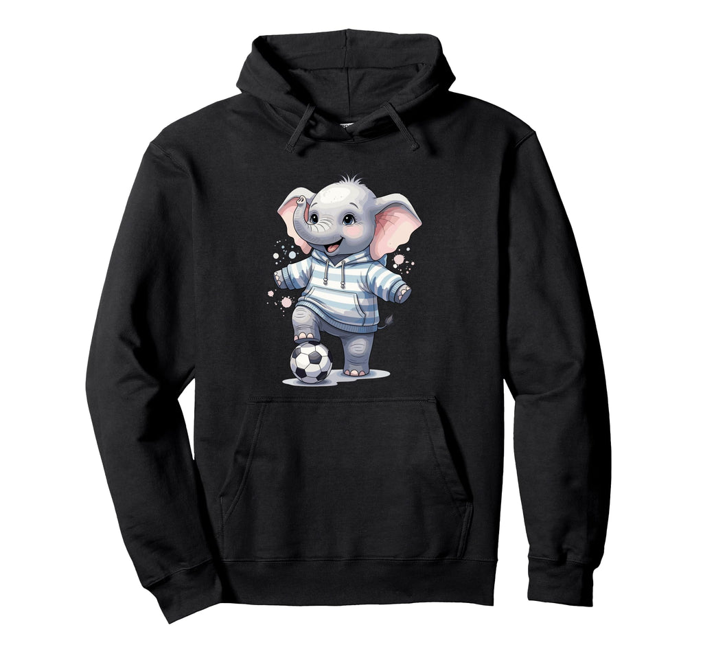 Elephant Soccer Player Striped Art Hoodie - Casual Everyday Wear Unisex - T-Shirt, Sweatshirt, Hoodie