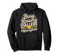 Busy Raising Ballers Mom Both Softball Hoodie - Minimalist Print Unisex - T-Shirt, Sweatshirt, Hoodie