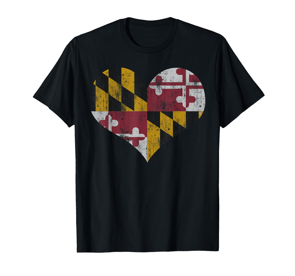 Maryland Heart Flag And T-Shirt - Graphic Print Unisex - T-Shirt, Sweatshirt, Hoodie