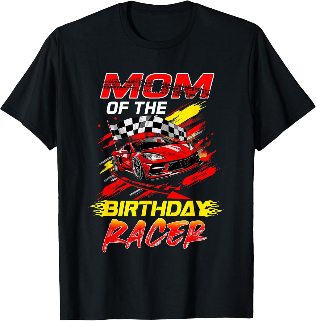 Mom of The Birthday Racer Race Car Party Family - Adult & Kids T-Shirts, Sweatshirts & Hoodies apparel design preview 1