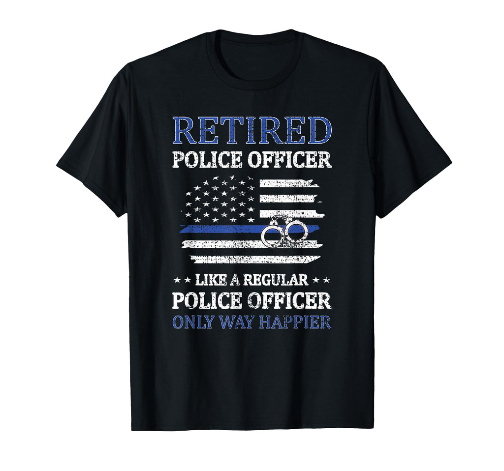 Retired Police Officer Policeman Blue T-Shirt - Trendy Graphic for Adults - T-Shirt, Sweatshirt, Hoodie
