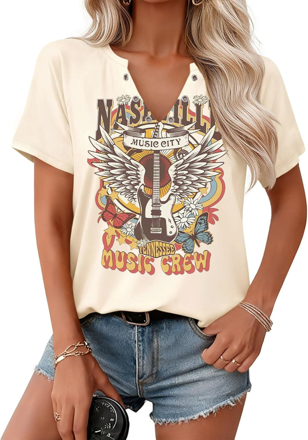 Country Music for Women V Neck Rock Band Vintage - Adult & Kids T-Shirts, Sweatshirts & Hoodies apparel design preview 1