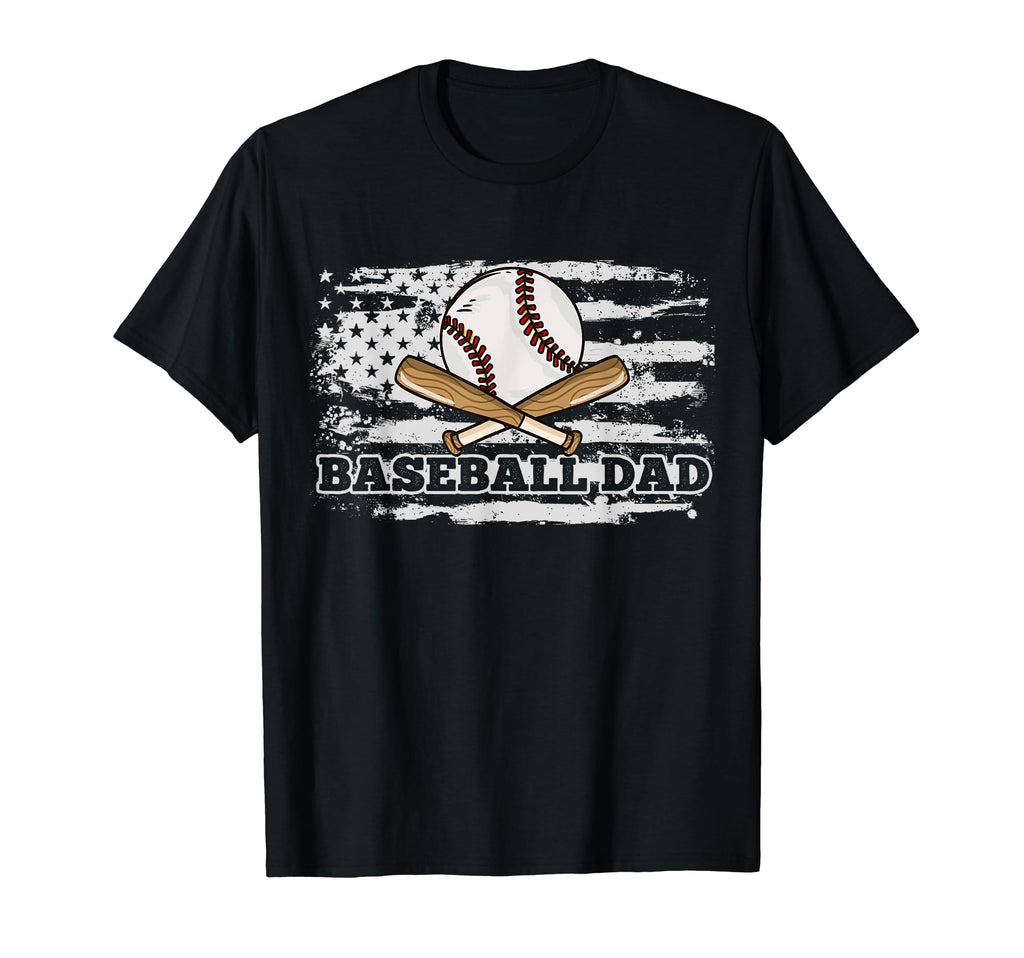 Baseball Dad American Flag 4Th T-Shirt - Casual Everyday Wear Men Women - T-Shirt, Sweatshirt, Hoodie