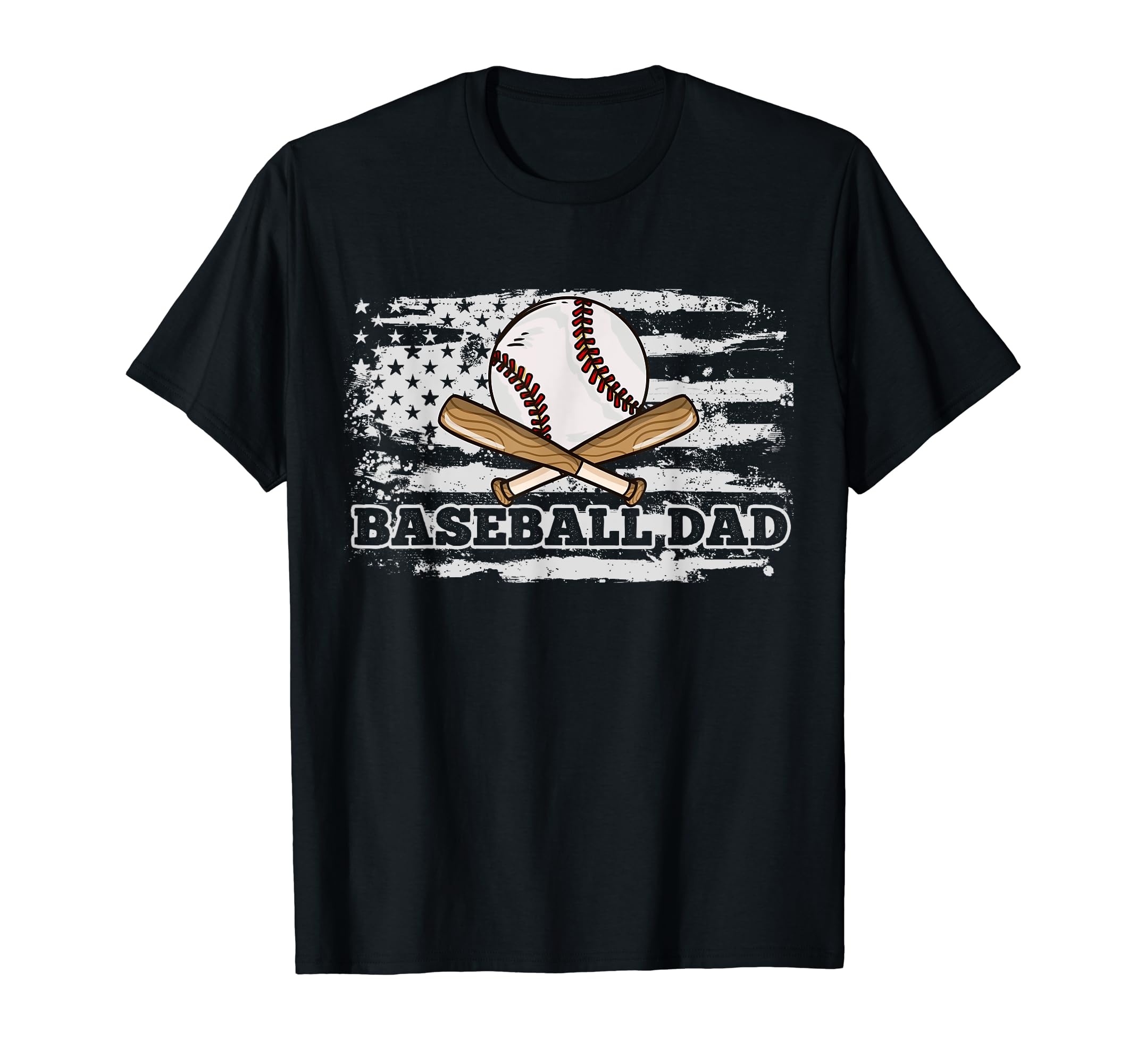 Baseball Dad American Flag 4Th T-Shirt - Casual Everyday Wear Men Women - T-Shirt, Sweatshirt, Hoodie