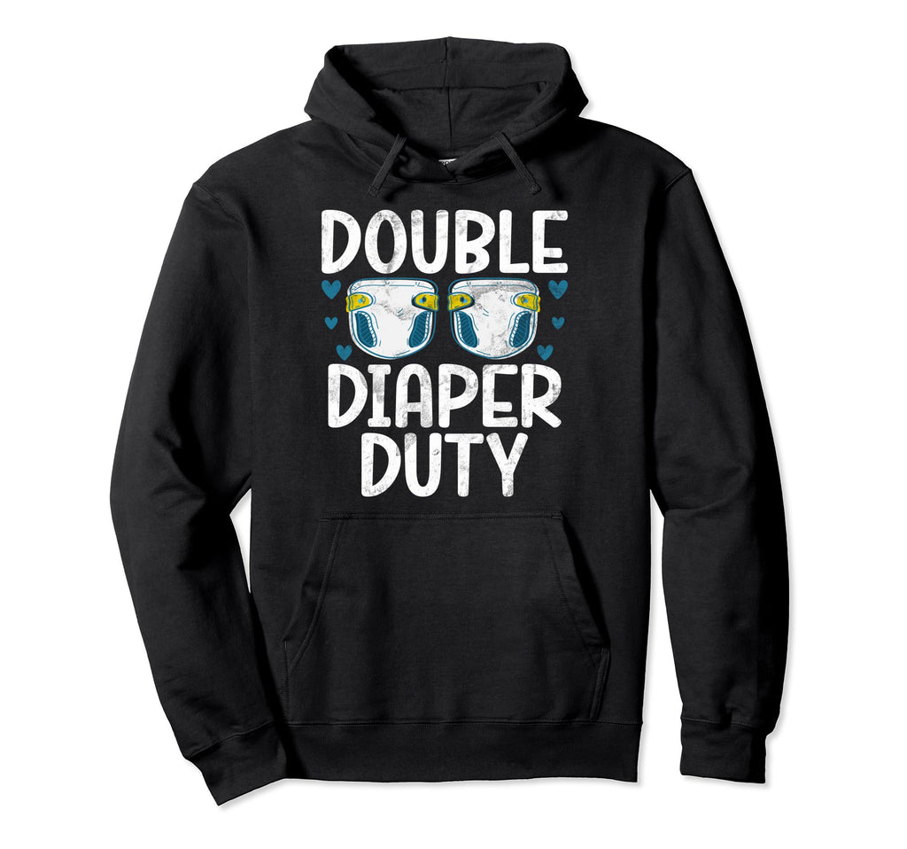 Double Diaper Duty Twin Dad Hoodie - Unique Graphic for Adults - T-Shirt, Sweatshirt, Hoodie