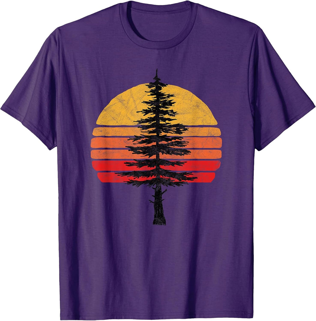 Retro Sun Minimalist White Pine Tree Illustration - Adult & Kids T-Shirts, Sweatshirts & Hoodies apparel design preview 1