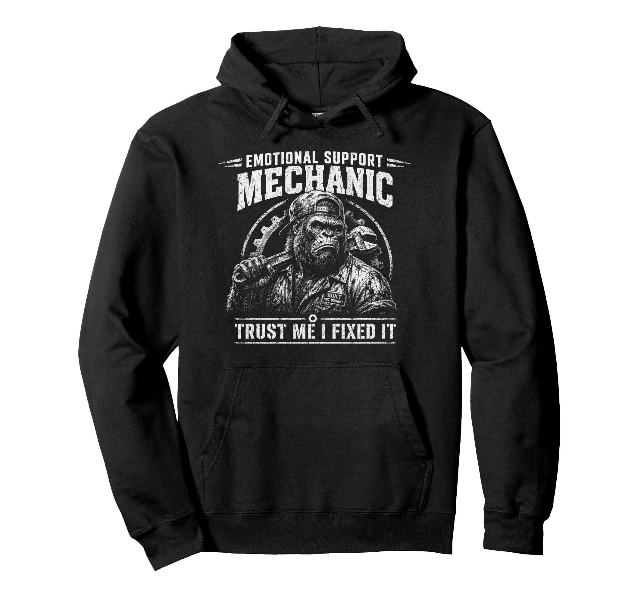Emotional Support Mechanic Dad Gorilla Hoodie - Minimalist Print Unisex - T-Shirt, Sweatshirt, Hoodie